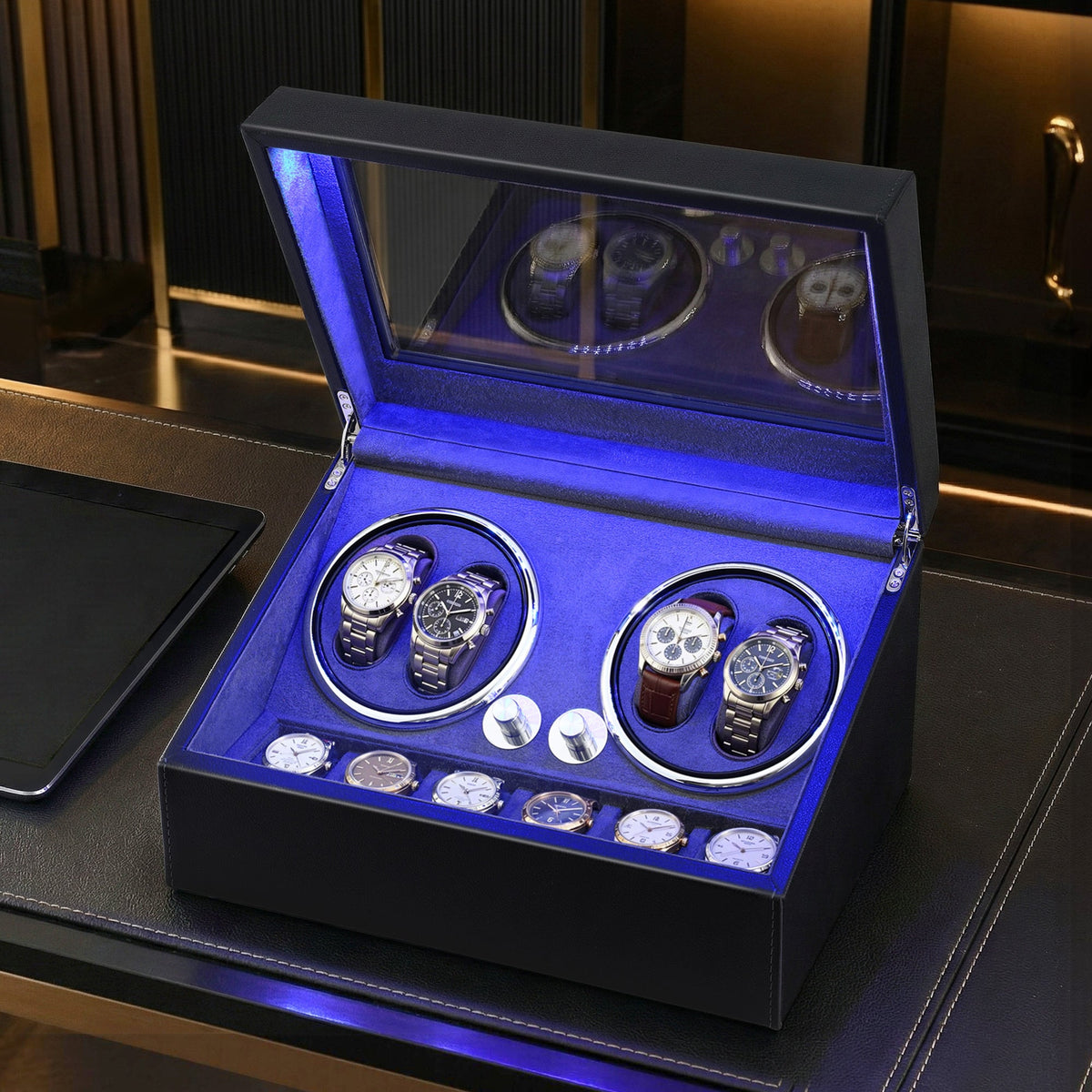 Automatic Watch Winder Box with LED Light – Luxury Watch Dis