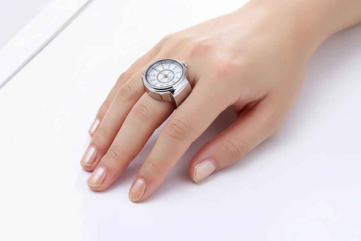 Silver Stainless Steel Quartz Ring Watch