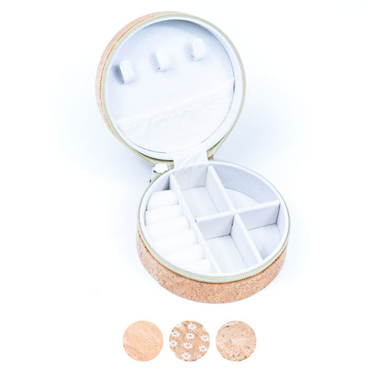 Natural Cork Jewelry Storage Round Box L-1013