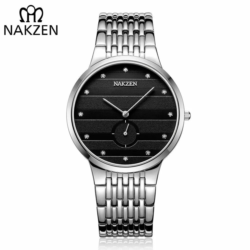 NAKZEN Commerce Diamond Men Watch Famous Luxury Brand Sapphire Watches Men's Stainless Steel Simple Black Gold Watch Male Clock 4036