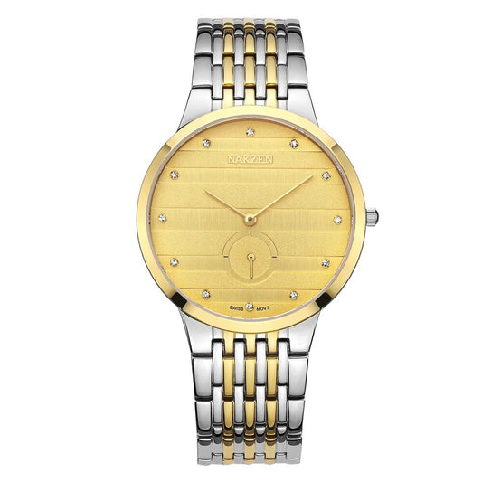 NAKZEN Commerce Diamond Men Watch Famous Luxury Brand Sapphire Watches Men's Stainless Steel Simple Black Gold Watch Male Clock 4036