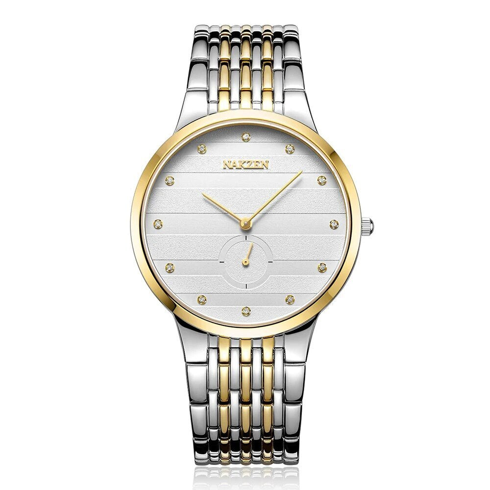 NAKZEN Commerce Diamond Men Watch Famous Luxury Brand Sapphire Watches Men's Stainless Steel Simple Black Gold Watch Male Clock 4036