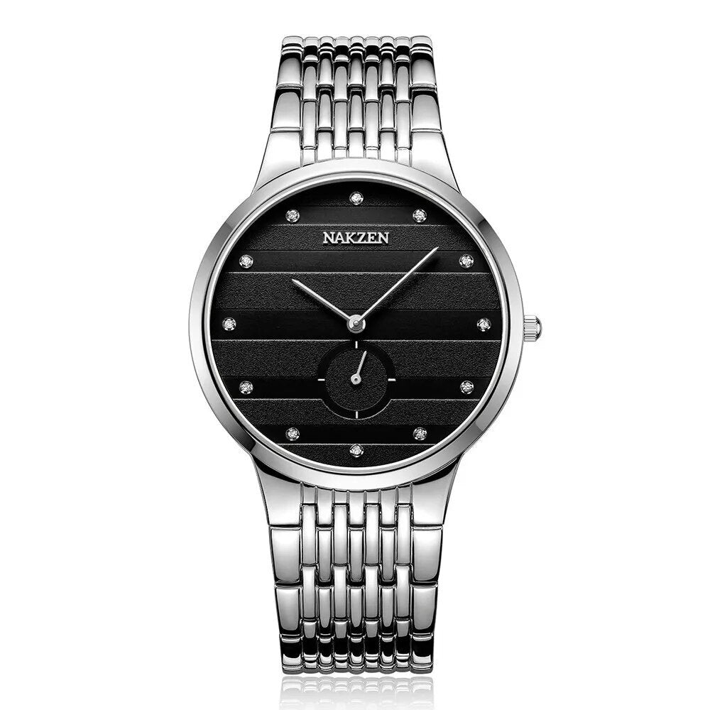 NAKZEN Commerce Diamond Men Watch Famous Luxury Brand Sapphire Watches Men's Stainless Steel Simple Black Gold Watch Male Clock 4036