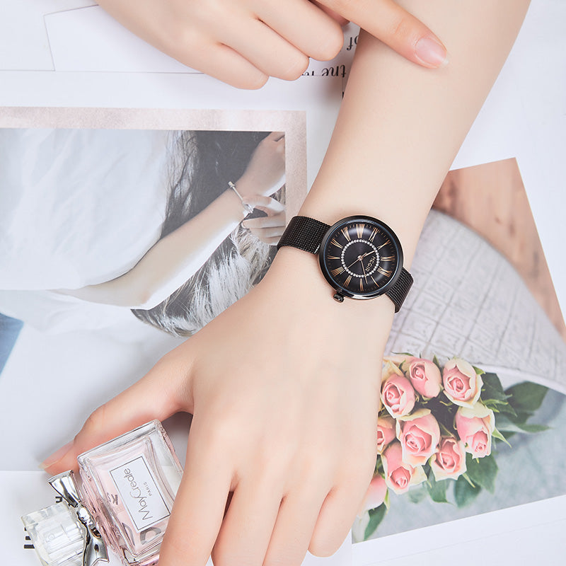 MEGIR Luxury Women Watches Fashion Quartz Watch Ladies Clock Stainless Steel Waterproof Female Watch Relogio Feminino 7014