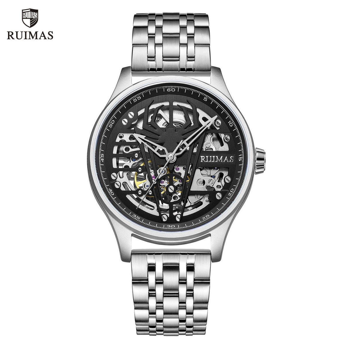 RUIMAS Watches for Men Top Brand Luxury Mechanical Chronograph Clock Stainless Steel Casual Wrist Watch Man Business Watch 6787