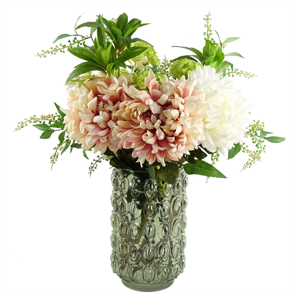 فازة زجاج خضراء بتصميم الفقاعات ريترو 30cm