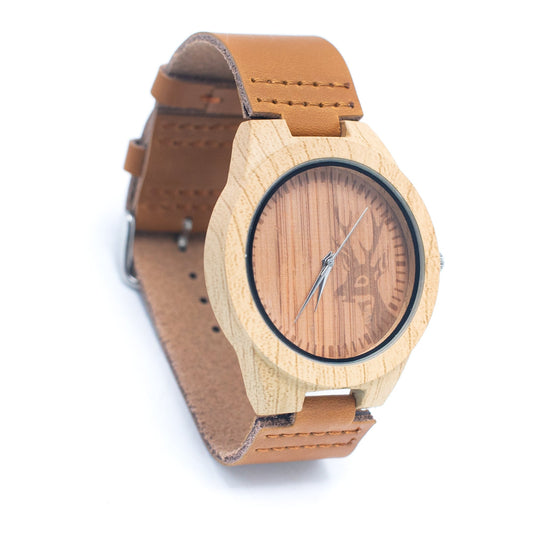 Deer Vintage men watch Leather Strap Quartz Watch WA-288-B