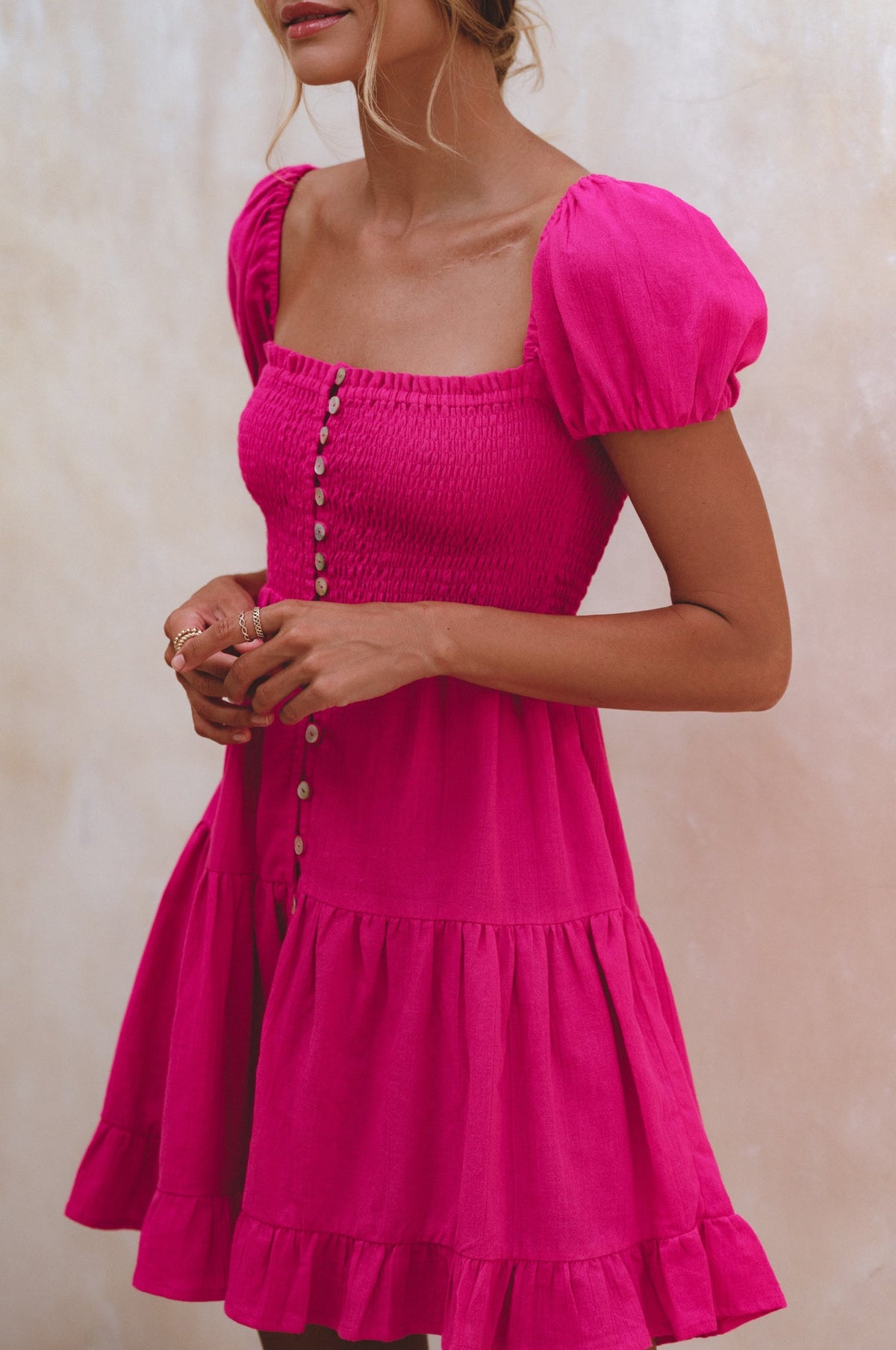 Catalina Smocked Linen Mini Dress (Sale)-4