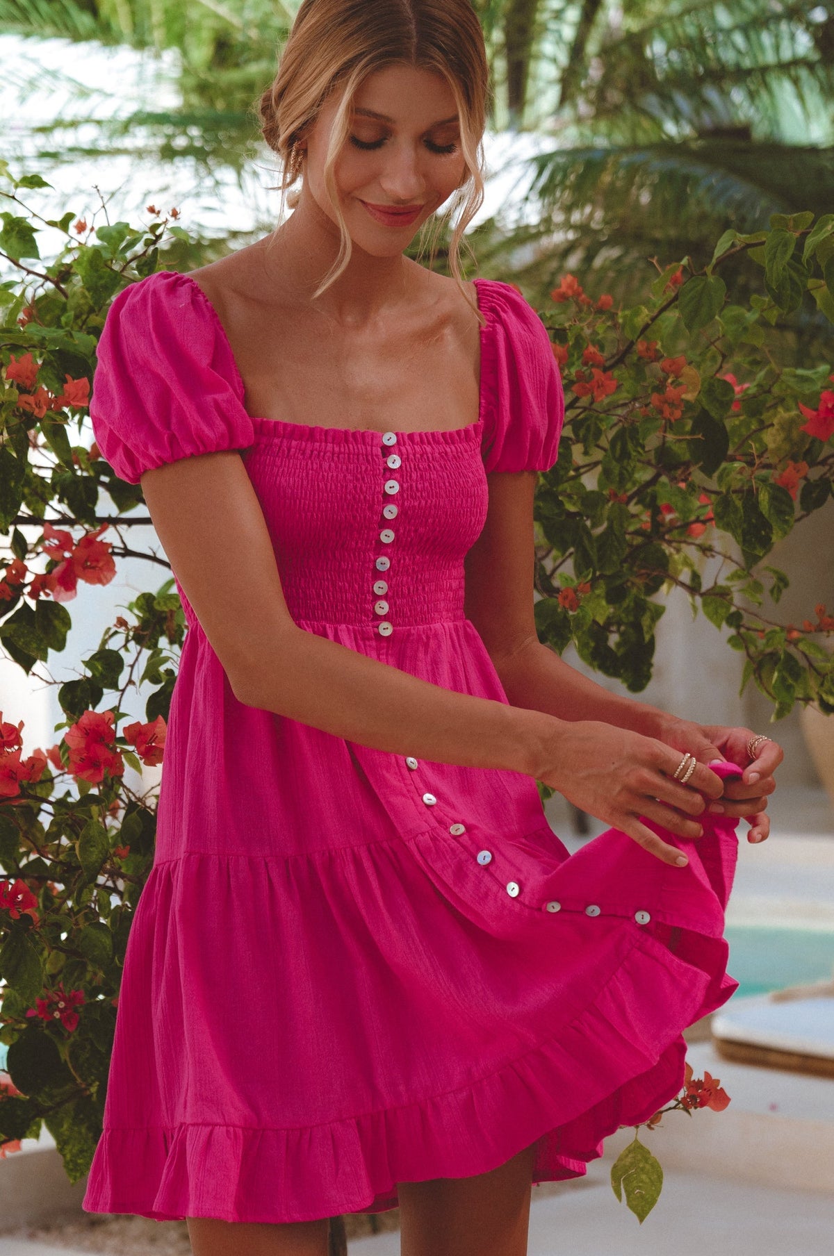 Catalina Smocked Linen Mini Dress (Sale)-0