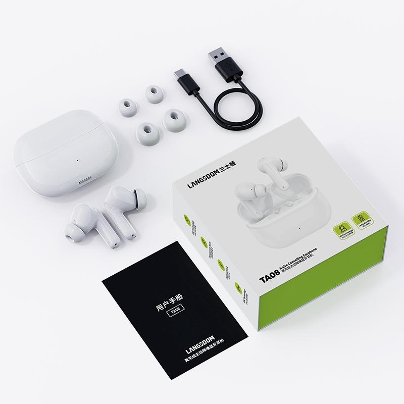 NNEIDS Wireless Active Noise-Cancelling Earbuds - White