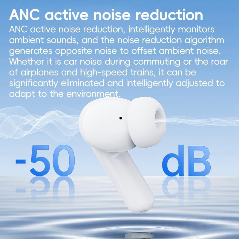 NNEIDS Wireless Active Noise-Cancelling Earbuds - White