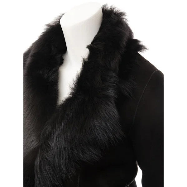 WOMEN BLACK TOSCANA SHEARLING JACKET DENTON
