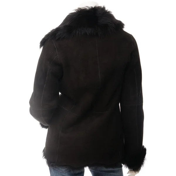 WOMEN BLACK TOSCANA SHEARLING JACKET DENTON