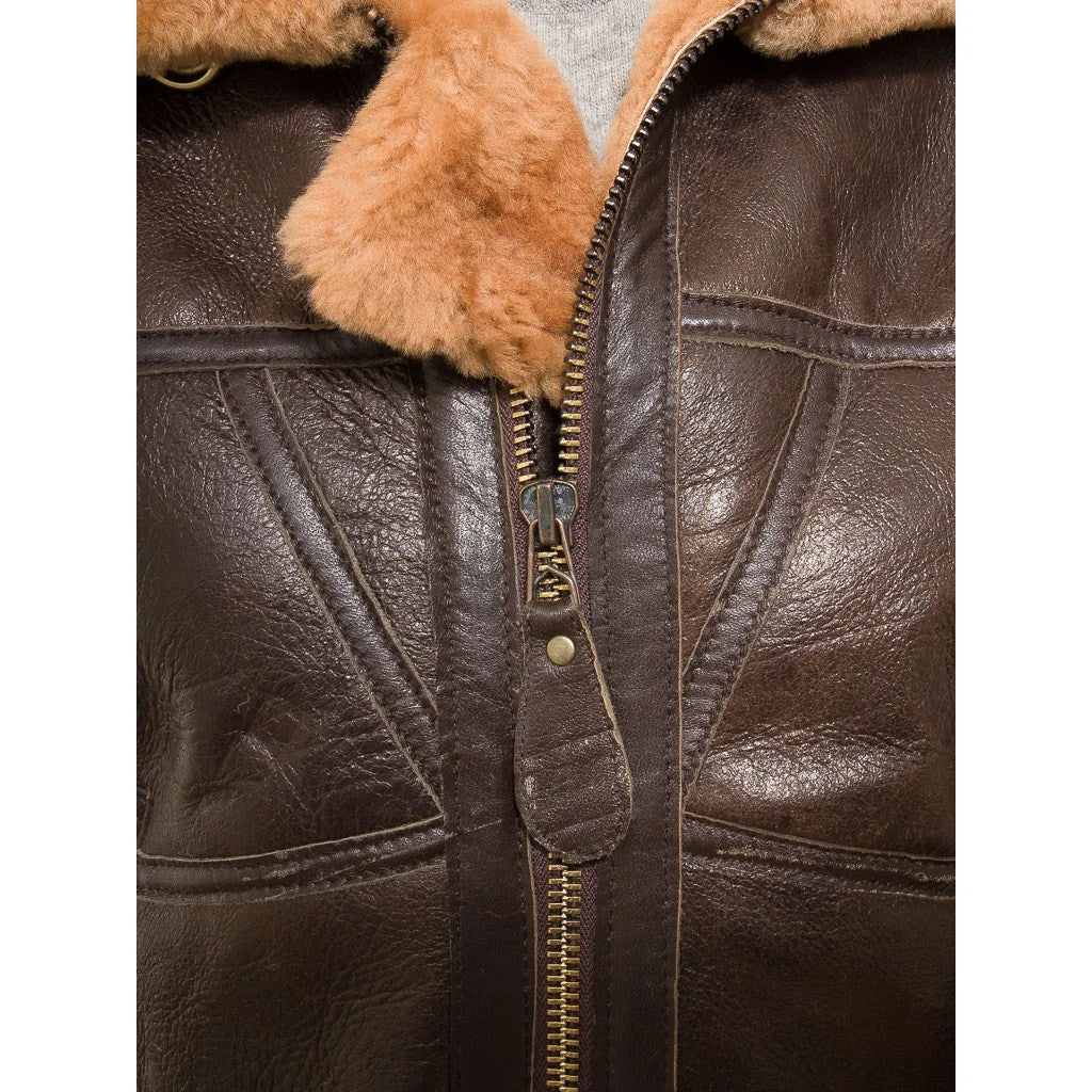 WOMEN BROWN AND GINGER SHEEPSKIN JACKET CLEBURNE