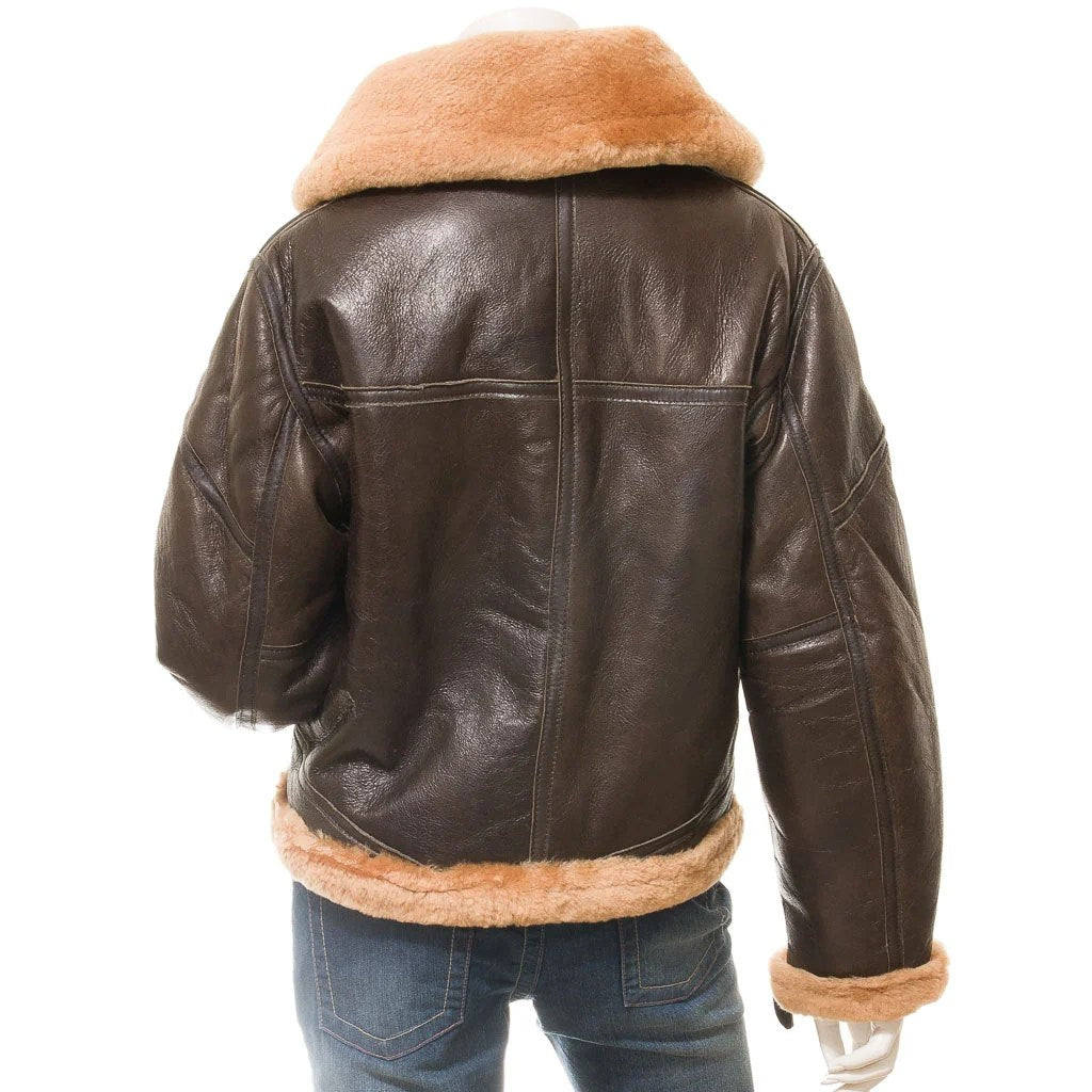 WOMEN BROWN AND GINGER SHEEPSKIN JACKET CLEBURNE