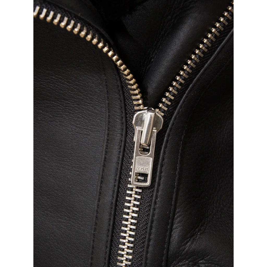WOMEN BLACK SHEARLING BIKER JACKET COLLEYVILLE