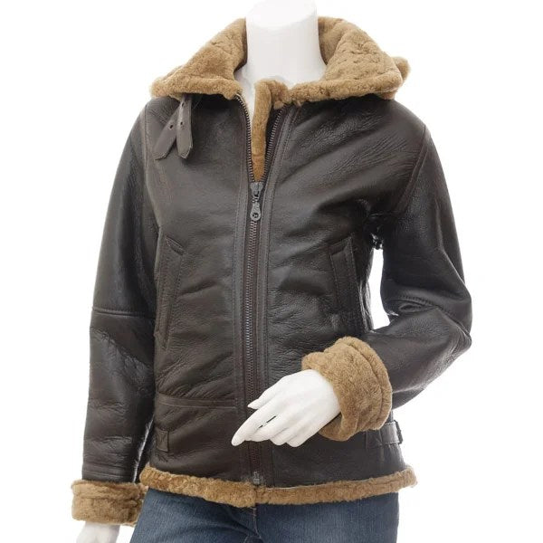 WOMEN BROWN AND GINGER SHEEPSKIN JACKET MELISSA
