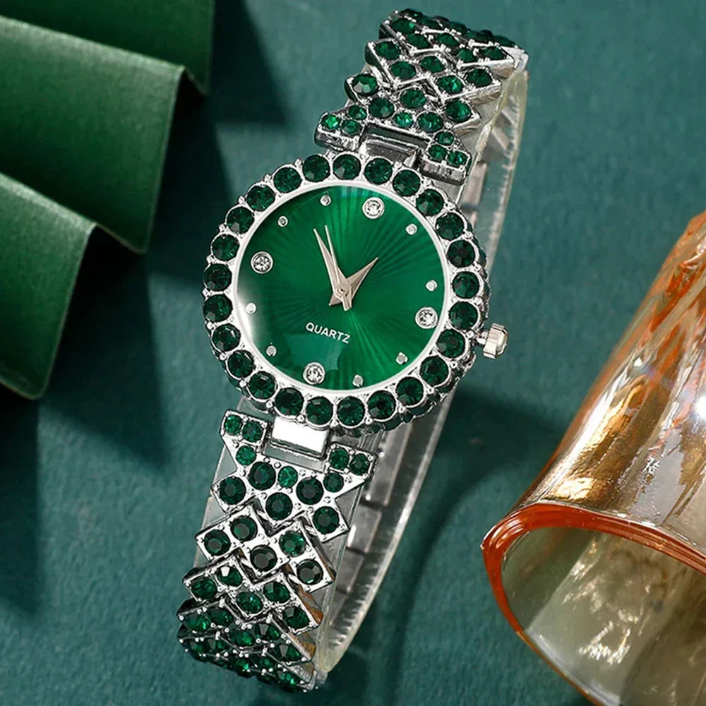Women's Luxury Watch Jewelry Set with Heart Accents