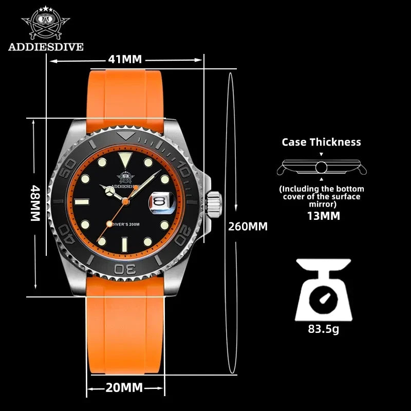 Color: Multicolor - ADDIESDIVE Rotatable Bezel Watch For Men 41mm Quartz Watch Stainless Seel BGW9
