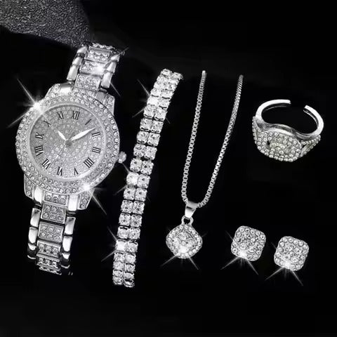 NNEOBA Roman Dial Women's Luxury Quartz Watch Set