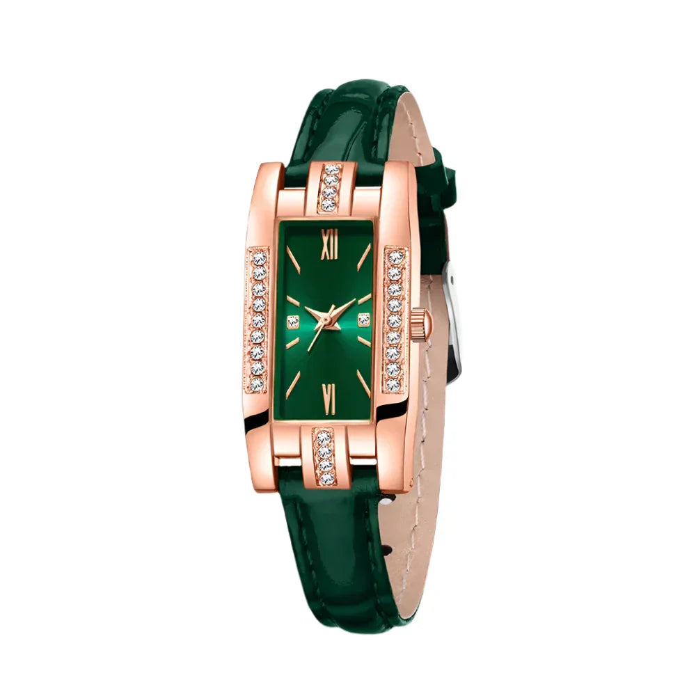 Green Women’s Quartz Watch Jewelry Gift Set