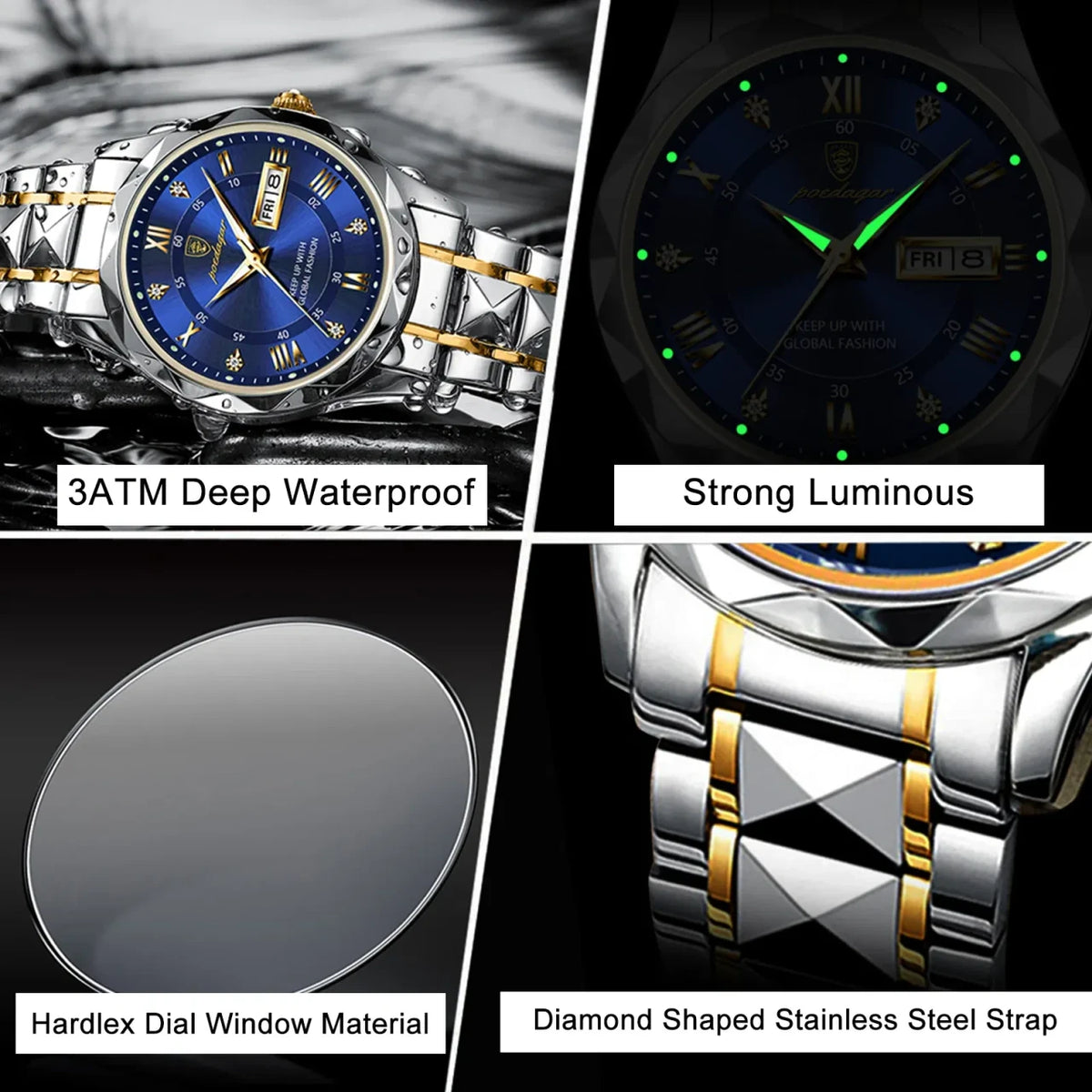 Color: Silver - POEDAGAR Top Luxury Men Quartz Watch For Men Sports Waterproof Luminous Stainless S