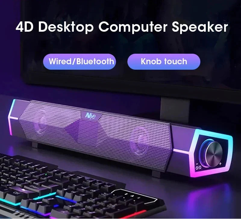 Computer Bluetooth RGB Light Speaker Black