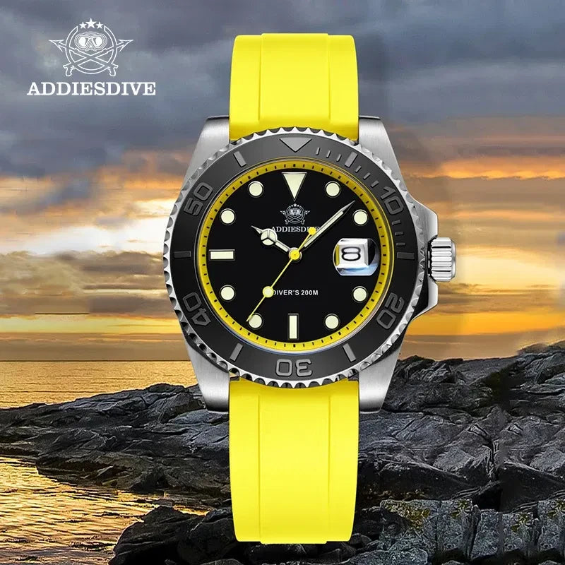 Color: Multicolor - ADDIESDIVE Rotatable Bezel Watch For Men 41mm Quartz Watch Stainless Seel BGW9