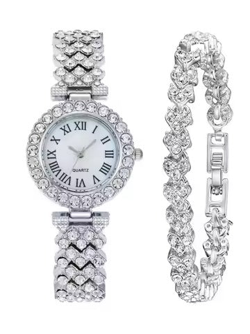 NNEOBA Roman Dial Women's Luxury Quartz Watch Set