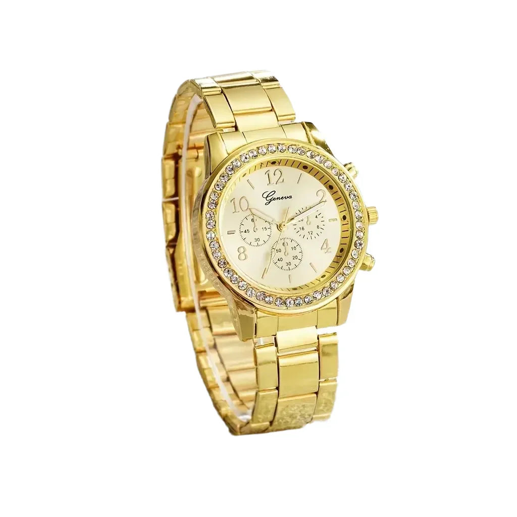 Womens Luxury Gold Watch Jewelry Set (5PCS)