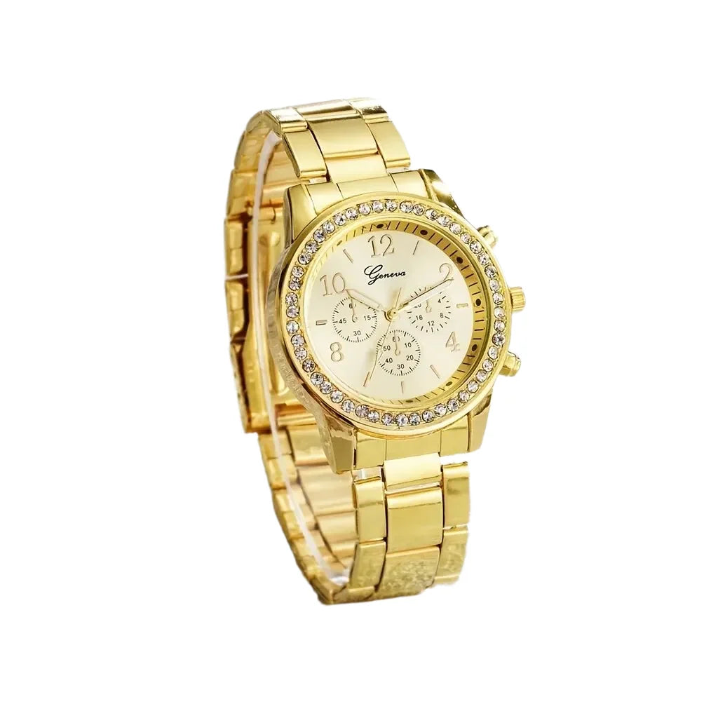 NNEOBA Women’s Luxury Gold Watch Jewelry Set (5PCS)
