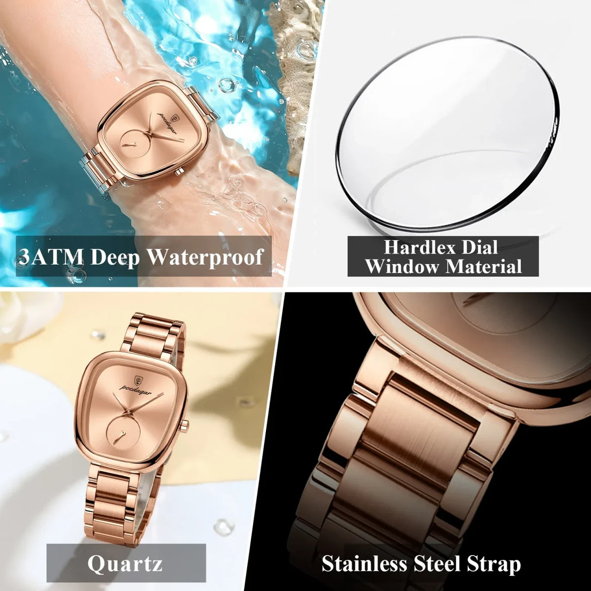 POEDAGAR Luxury Watch for Woman Waterproof Stainless Steel Quartz Ladies Watch High Quality Women's