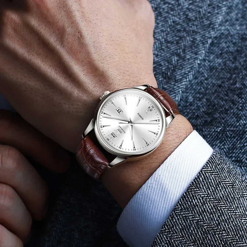NNEOBA Classic Luxury Men's Leather Quartz Watch