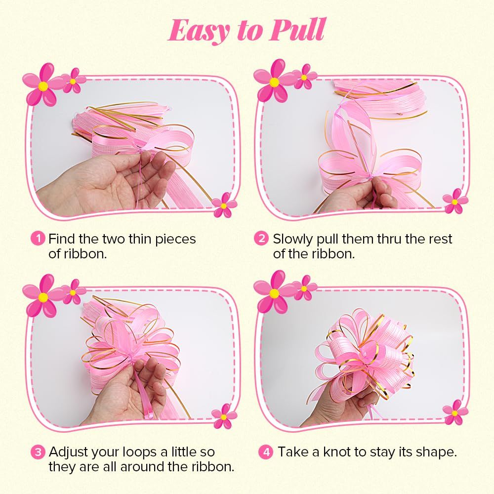 10 PCS Large Pull Bows, Gift Wrapping Bows, Gift Wrapping Ribbon Pull Bows Gift Bows for Wedding Gift Baskets, Party Gift Wrap