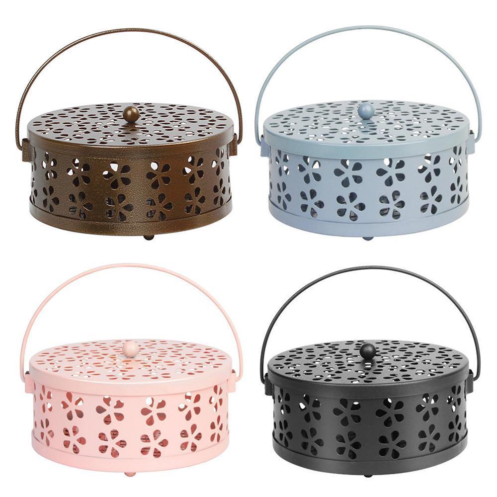 Iron Mosquito Incense Box Fireproof Tray Stand Indoor Household Incense Holder - Black