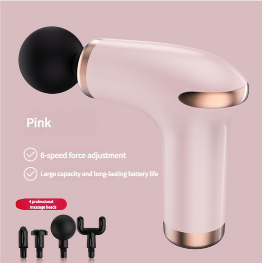 NNEDSZ Pink Massage Gun - 6-Speed Deep Tissue Massager with 4 Professional Massage Heads