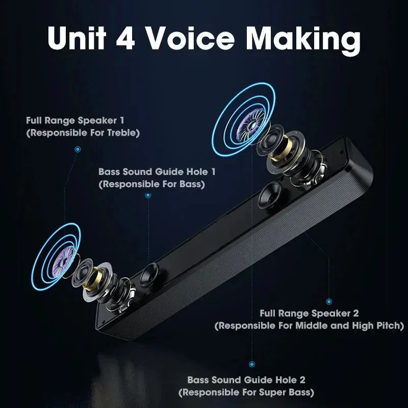 Wired Bluetooth Speaker USB Powered Soundbar