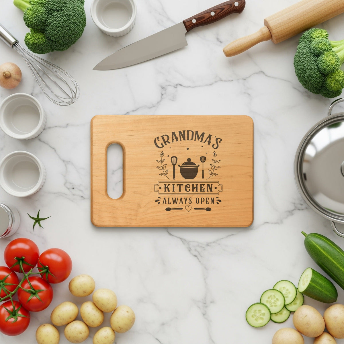 Grandma's Kitchen Always Open Cutting Board