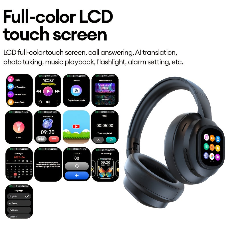 NNETM AI Translation Headphones LCD Touch Wireless Earbuds