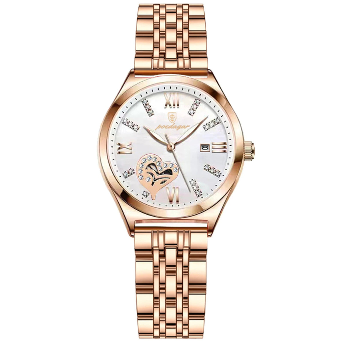 Women's Luxury Stainless Steel Watch – Luminous Date Display Casual Wristwatch with Gift Box