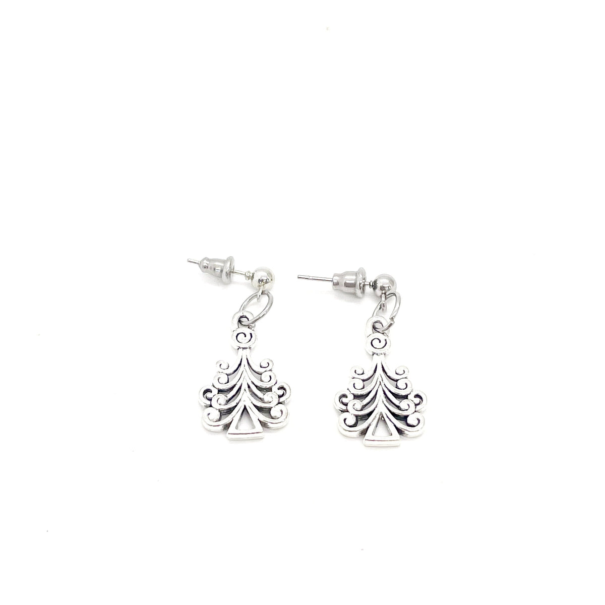 Silvertone Christmas Tree Earrings, Christmas Gifts, Christmas Jewelry, Stocking Stuffer Gifts, Wife Gift, Daughter Gift, Granddaughter Gift