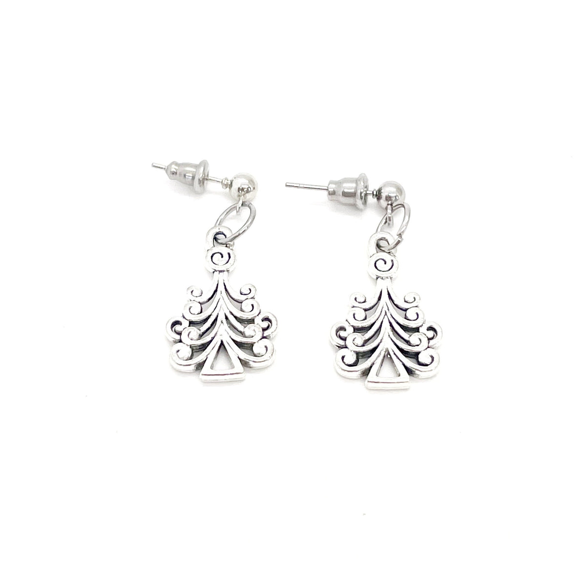 Silvertone Christmas Tree Earrings, Christmas Gifts, Christmas Jewelry, Stocking Stuffer Gifts, Wife Gift, Daughter Gift, Granddaughter Gift