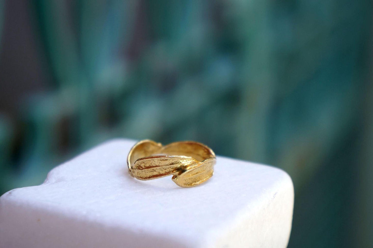 Gold Olive Leaf Ring, Solid Gold Ring 18K, Gold Jewelry Band, Birthday Gift for Women, Jewelry Gift for Her, Handmade Jewelry Gift