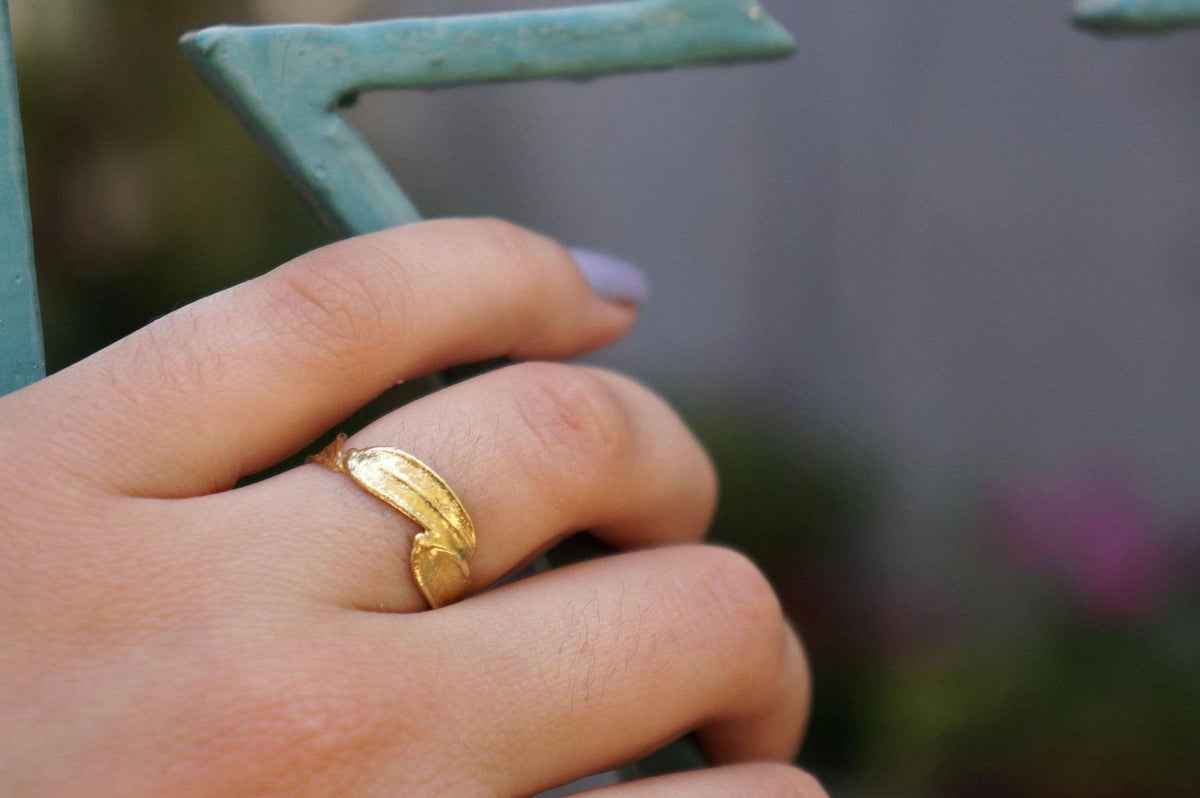 Gold Olive Leaf Ring, Solid Gold Ring 18K, Gold Jewelry Band, Birthday Gift for Women, Jewelry Gift for Her, Handmade Jewelry Gift