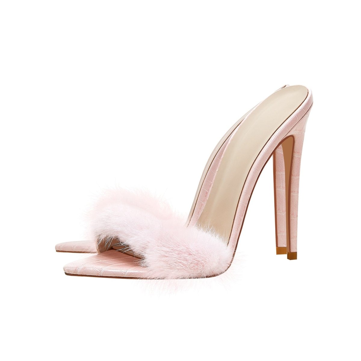 Lightweight Fluffy Pink Heels-3