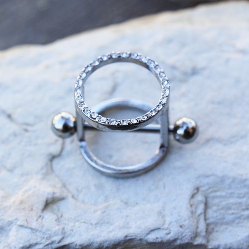 316L Stainless Steel Show Girls Jeweled Cylinder Nipple Jewelry