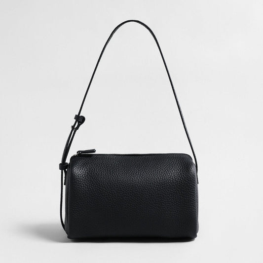 Premium Pebbled Calfskin Cylinder Bag – Trending Barrel Shoulder Crossbody-0