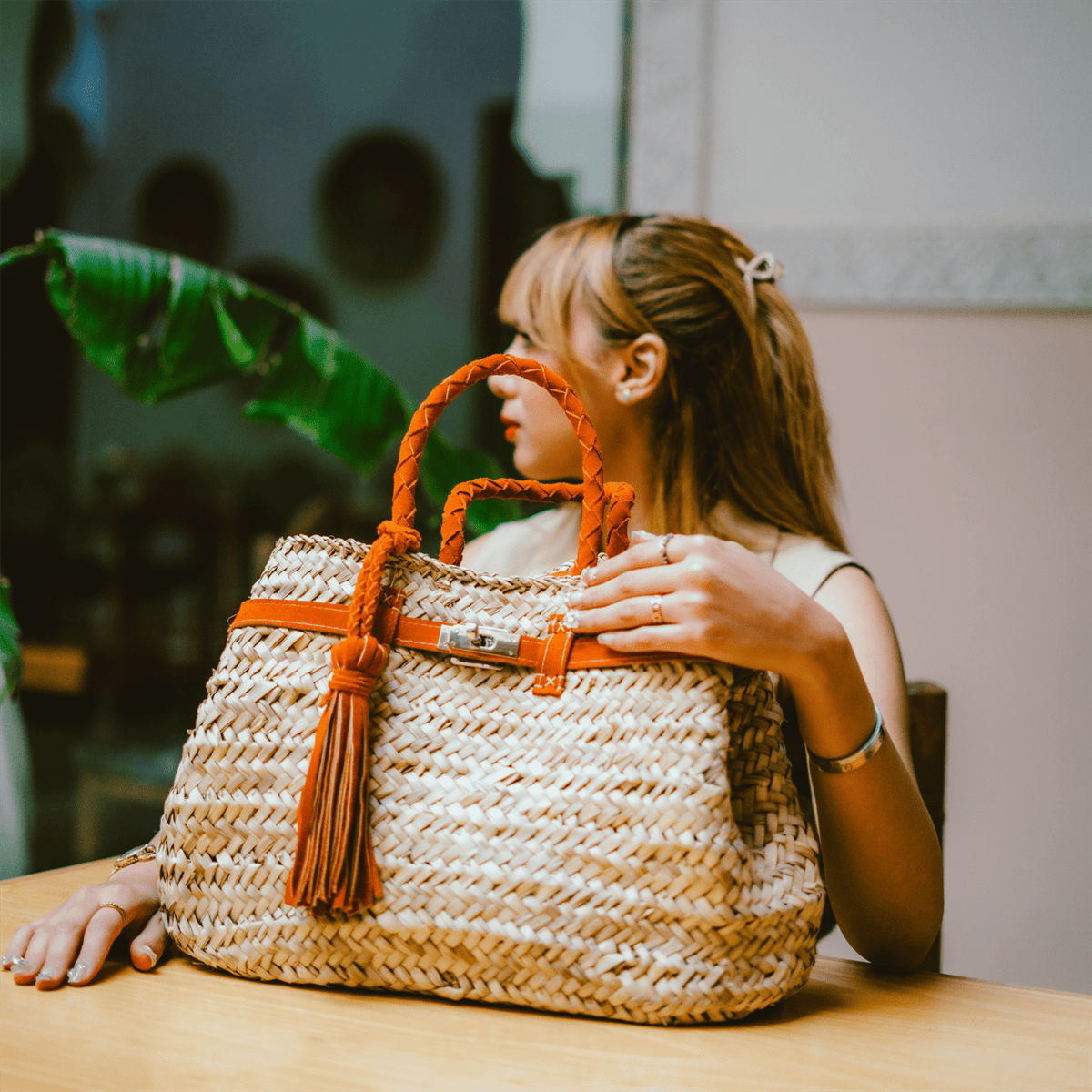 Handbag Wicker Hermen