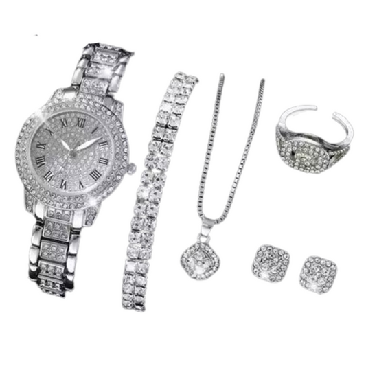 Roman Dial Women's Luxury Quartz Watch Set