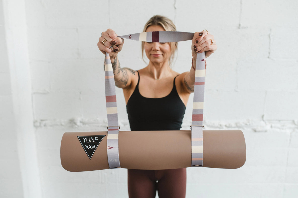 Suzy Yoga Strap – Grey Stretching Strap w/ Metal Buckles | Y